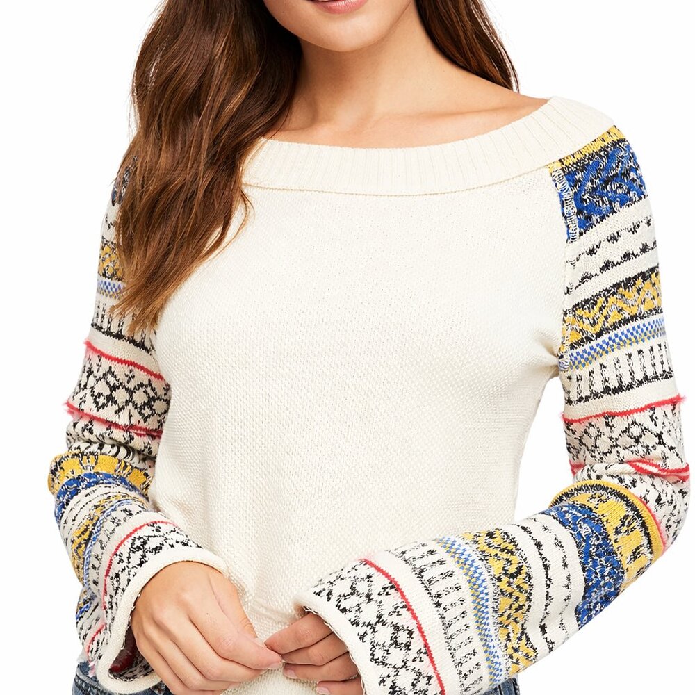 Free People Fairground Thermal Knit Top – Ivory – Size S
